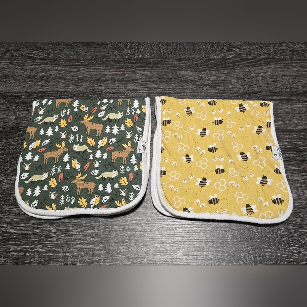 Copper Pearl Woodland & Bees Burp Cloths